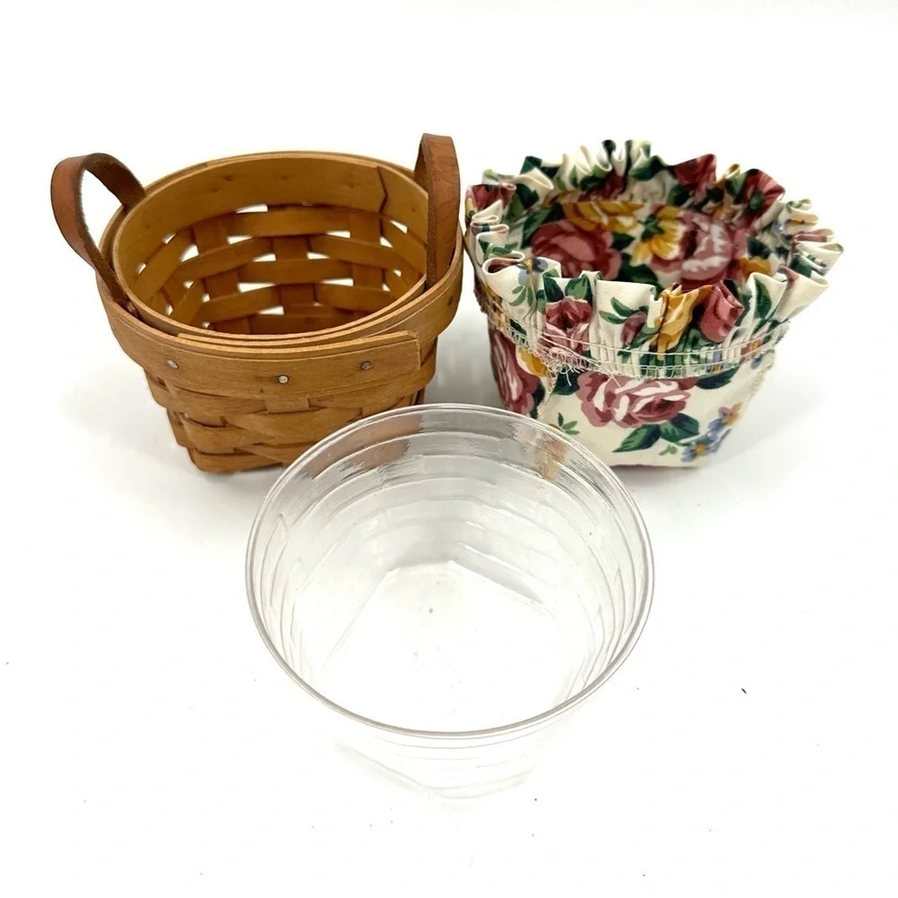 Longaberger Thyme Booking Basket 1995 Garden Splendor Liner Leather Handles Vtg